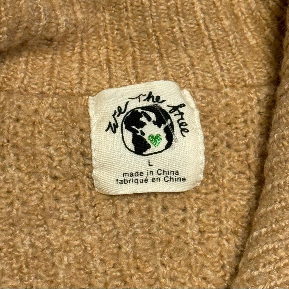 Free People Snowdrift‎ Pullover Camel Heather Sweater Size Large Women - Picture 7 of 12